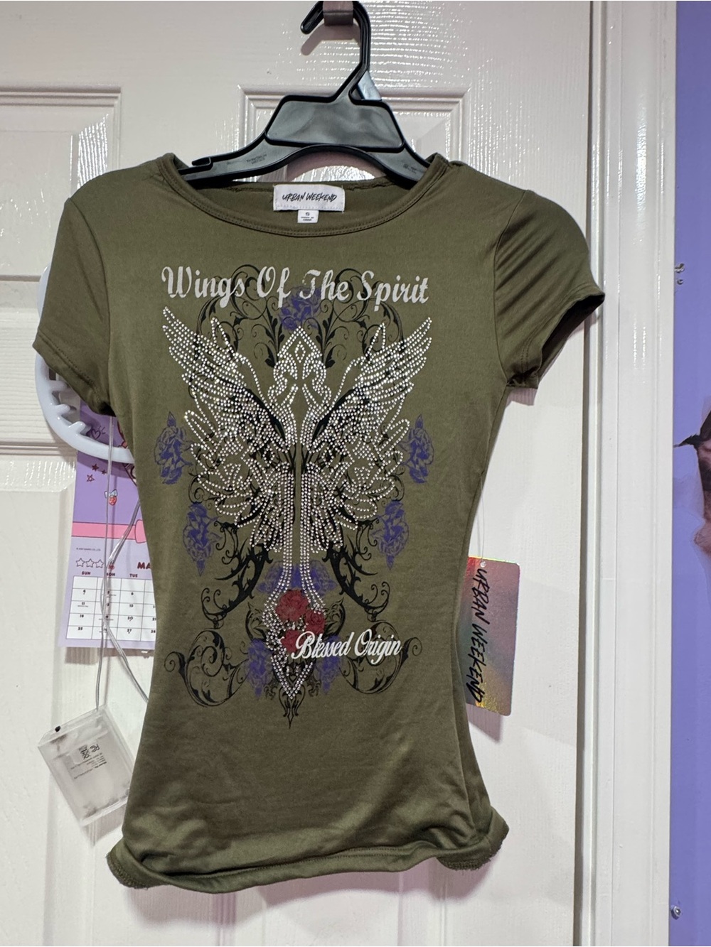 Urban Outfitters Olive Graphic 'Wings Of The Spirit' Tee
